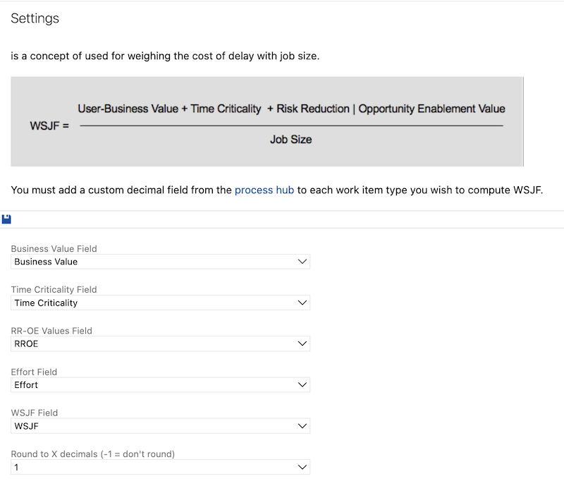 WSJF displaying on the work item form