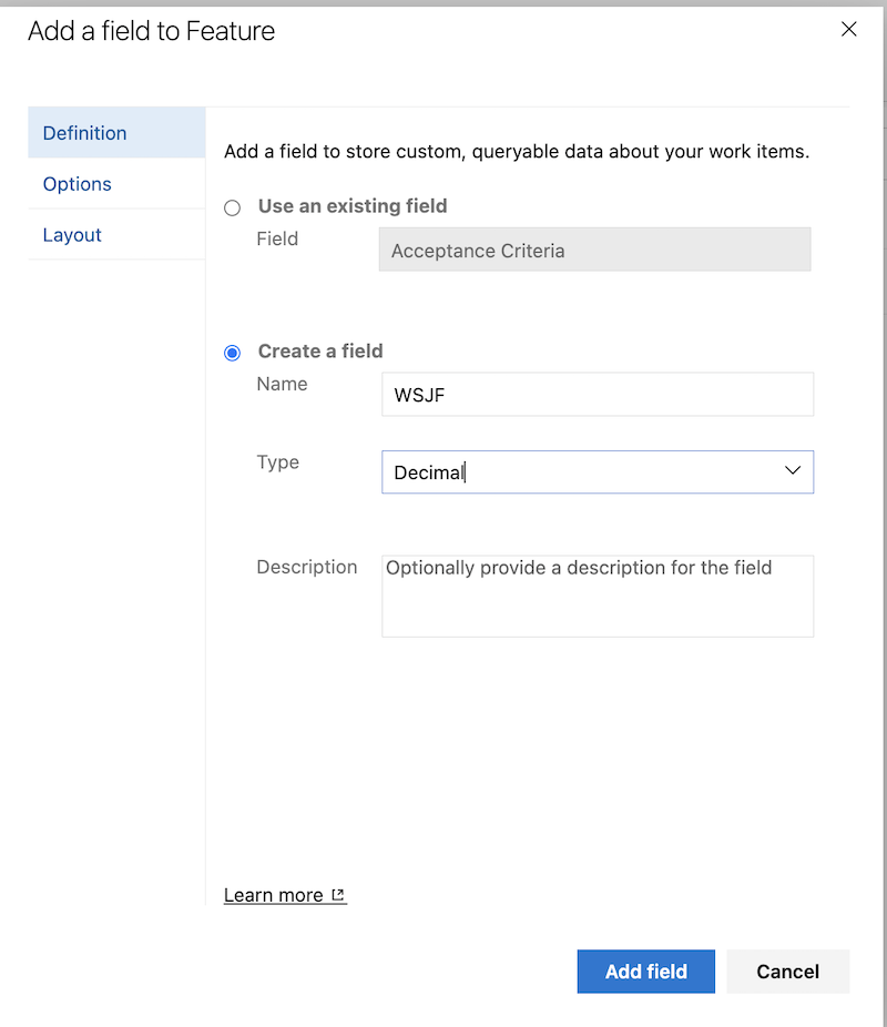 Create a custom decimal field